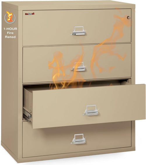 Lateral 4 Drawer Fire Safe File Cabinet With Key Lock 1 Hour Fire