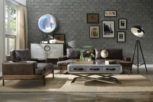 Distressed Chocolate Brown High Grade Leather Chair