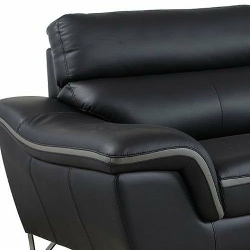36inches Charming Black Leather Sofa