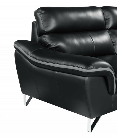 36inches Charming Black Leather Sofa