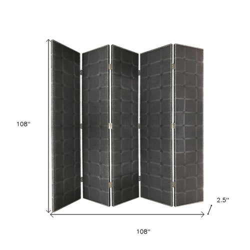 108 x 2.5 x 108 Gray Fabric And Wood Double Sided  Screen