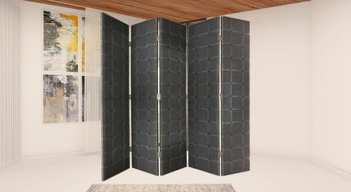 108 x 2.5 x 108 Gray Fabric And Wood Double Sided  Screen