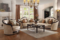 41inches X 91inches X 50inches Tan Fabric Black Upholstery Wood Sofa