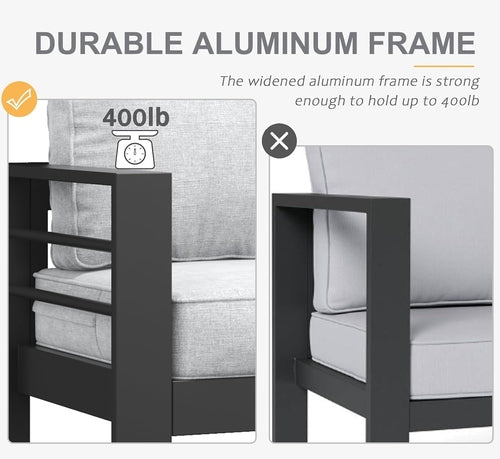 Aluminum 5 Piece Patio Furniture Set With Fire Pit Table