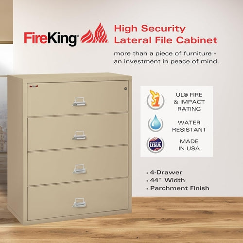 Lateral 4 Drawer Fire Safe File Cabinet With Key Lock 1 Hour Fire