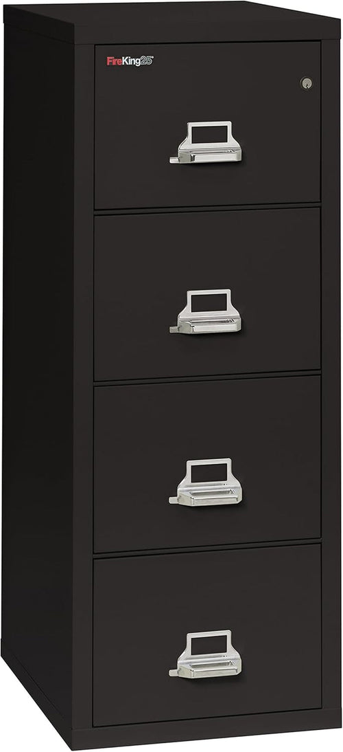 Vertical 4 Drawer File Cabinet 1 Hour Fire Rated Black
