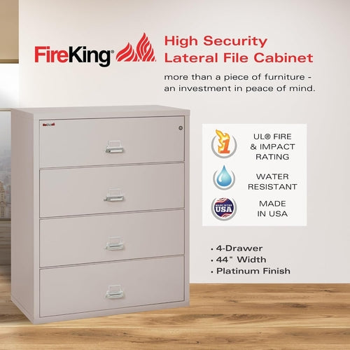 Lateral 4 Drawer Fire Safe File Cabinet With Lock 1 Hour Fire Rated