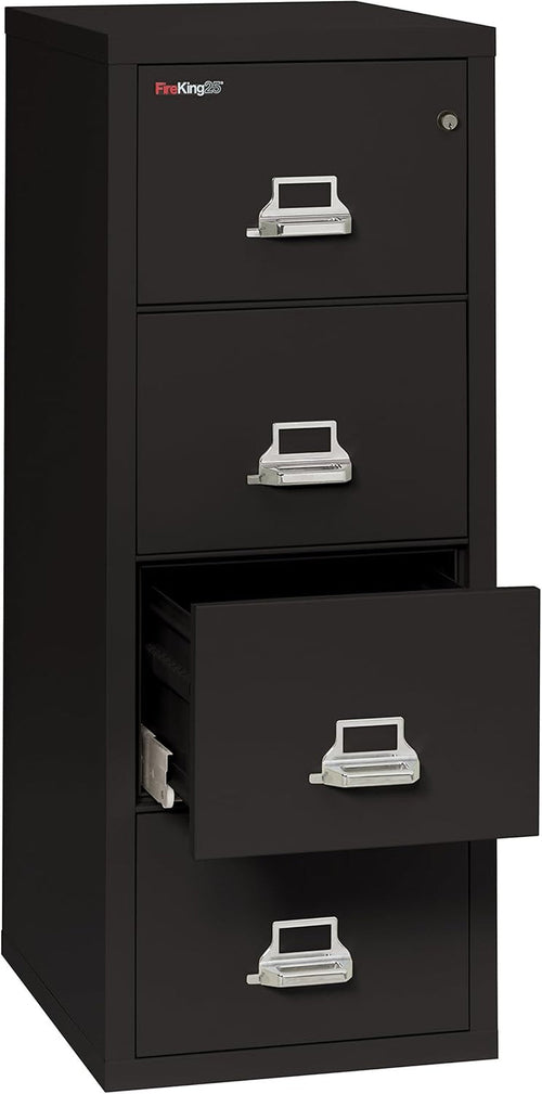 Vertical 4 Drawer File Cabinet 1 Hour Fire Rated Black