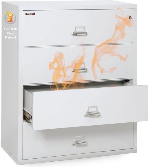 White 4 Drawer Fire Safe Lateral File Cabinet 1 Hour