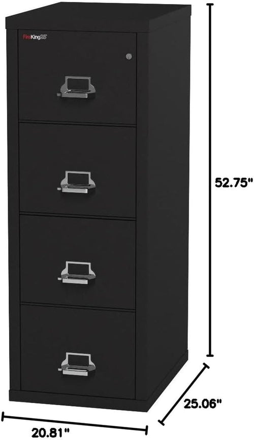Vertical 4 Drawer File Cabinet 1 Hour Fire Rated Black