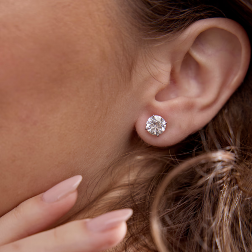 AGI Certified 6 CTW Lab Grown Diamond Stud Earrings in 14K White or