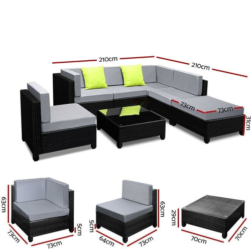 Gardeon 7-Piece Outdoor Sofa Set Wicker Couch Lounge Setting Seat