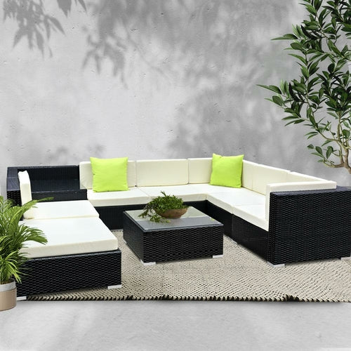 Gardeon 9-Piece Outdoor Sofa Set Wicker Couch Lounge Setting 7 Seater