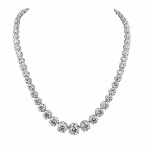 50ct Lab Diamond Tennis Necklace | Graduated Round | IGI Certified VS+