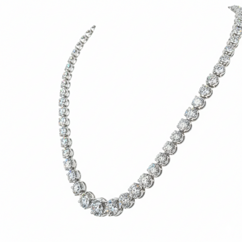 50ct Lab Diamond Tennis Necklace | Graduated Round | IGI Certified VS+