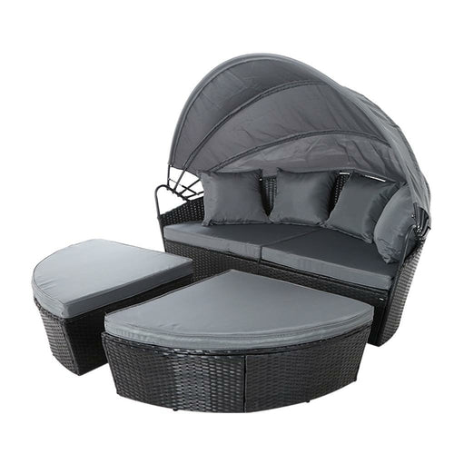 Gardeon Sun Lounge Setting Wicker Lounger Day Bed Outdoor Furniture