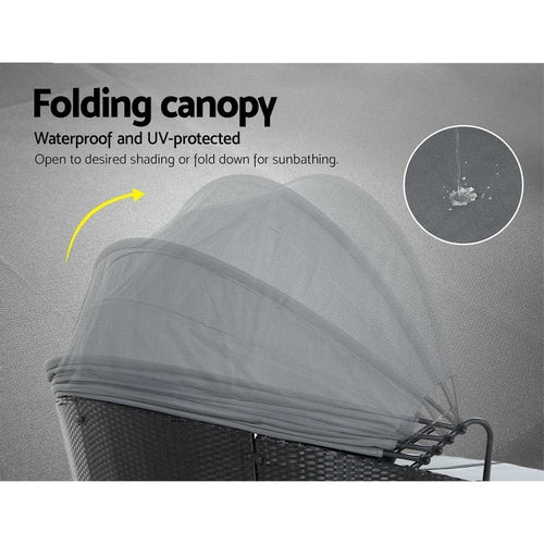 Gardeon Sun Lounge Setting Wicker Lounger Day Bed Outdoor Furniture
