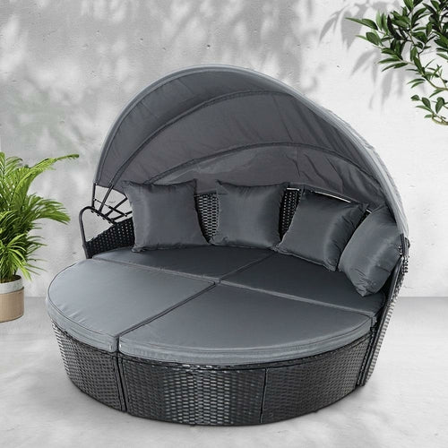 Gardeon Sun Lounge Setting Wicker Lounger Day Bed Outdoor Furniture