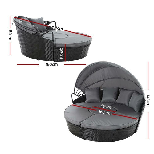 Gardeon Sun Lounge Setting Wicker Lounger Day Bed Patio Outdoor