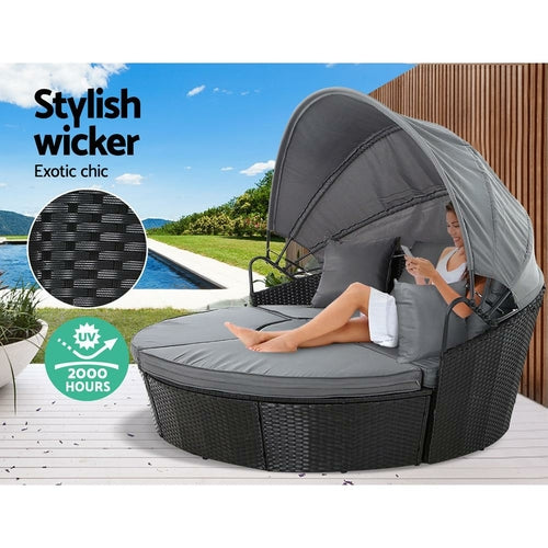 Gardeon Sun Lounge Setting Wicker Lounger Day Bed Patio Outdoor