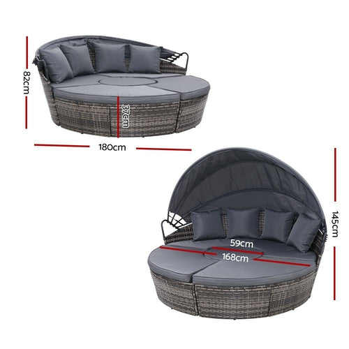 Gardeon Sun Lounge Setting Wicker Lounger Day Bed Patio Outdoor