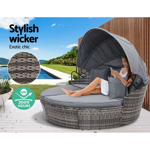 Gardeon Sun Lounge Setting Wicker Lounger Day Bed Patio Outdoor