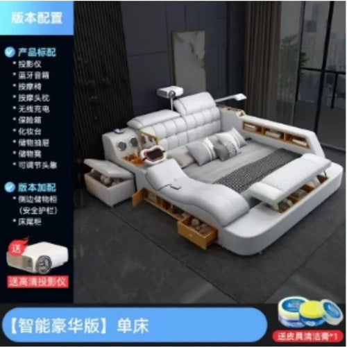 Luxury King Size Genuine Leather Bed / Tech Smart Bed /