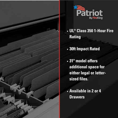 Patriot Vertical 4 Drawer Fire Rated File Cabinet USA Made