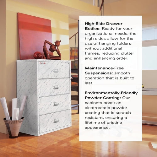 Lateral 4 Drawer Fire Safe File Cabinet With Key Lock 1 Hour Fire