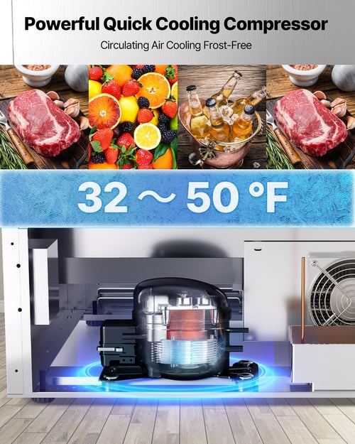 24 Inches Drawer Refrigerator Stainless Steel Dual Drawer Fridge For