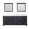 Espresso Double Bath Vanity 84 in. W x 22 in. D, Carrara Marble Top,