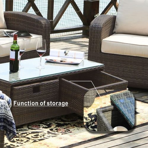 Direct Wicker 5-Piece Outdoor Rattan Furniture Patio Conversation Set