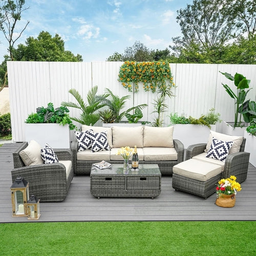 Direct Wicker 5-Piece Outdoor Rattan Furniture Patio Conversation Set