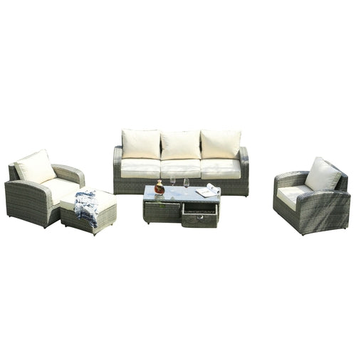 Direct Wicker 5-Piece Outdoor Rattan Furniture Patio Conversation Set