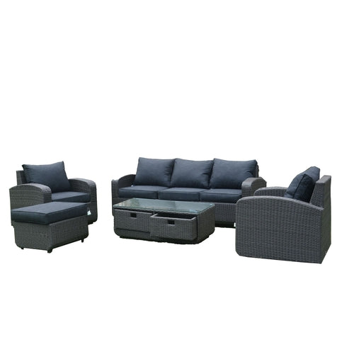 Direct Wicker 5-Piece Outdoor Rattan Furniture Patio Conversation Set