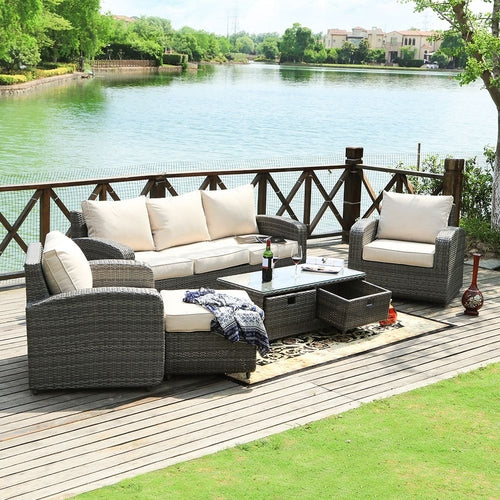 Direct Wicker 5-Piece Outdoor Rattan Furniture Patio Conversation Set