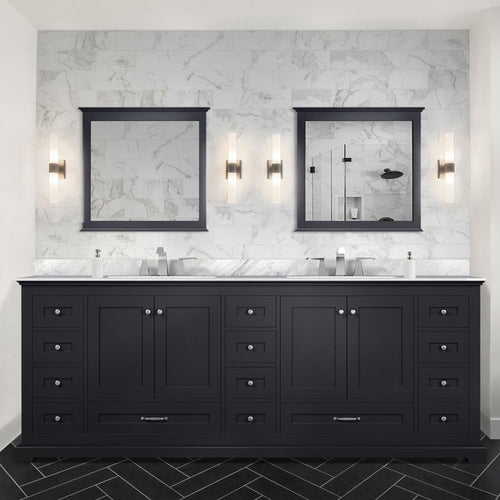 Espresso Double Bath Vanity 84 in. W x 22 in. D, Carrara Marble Top,