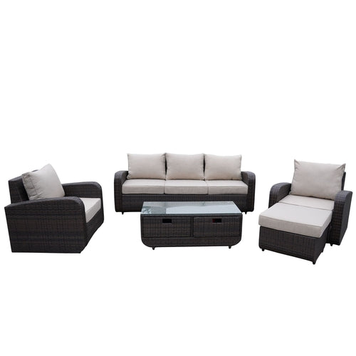 Direct Wicker 5-Piece Outdoor Rattan Furniture Patio Conversation Set