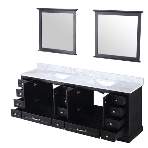 Espresso Double Bath Vanity 84 in. W x 22 in. D, Carrara Marble Top,