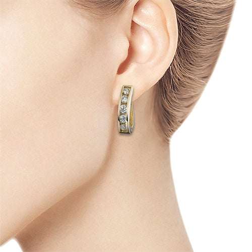 14K Yellow Gold Earrings with 10 Round-Cut Lab-Created Diamonds 2.173