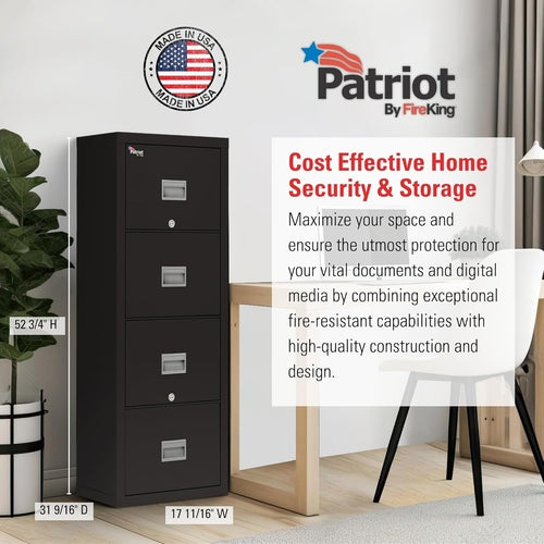 Patriot Vertical 4 Drawer Fire Rated File Cabinet USA Made